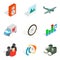 Remote trade icons set, isometric style