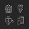 Remote wifi access to different devices chalk white icons set on black background