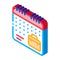 Remote work calendar isometric icon vector illustration