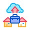 Remote work with cloud store icon vector outline illustration