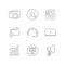 Remote work elements pixel perfect linear icons set
