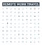 Remote work travel vector line icons set. Remote, Work, Travel, Remote-Work, Work-Travel, Telecommuting, Virtual