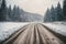 The removal of snow from the road snowy road in forest. ai generative