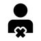 Remove account icon vector male user person profile avatar with delete symbol in flat color glyph pictogram