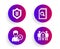 Remove account, Search files and Shield icons set. Partnership sign. Vector