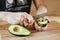 Remove the core of the avocado knife at home step 3