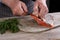 Removing skin from salted salmon