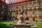 Renaissance arcade and baroque fountain in castle Bucovice