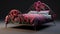 Renaissance Bed Of Roses Surrealistic Motifs In Magenta And Bronze