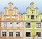 Renaissance facade houses in Landshut, Germany painted in bright