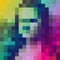 Renaissance portrait flat style famous Leonardo da Vinci, vector Mona Lisa concept graphic design, pixel art