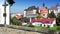 Renaissance style castle with Roundel pavilion on the hill near the river Nezarka in Jindrichuv Hradec. Czech Republic