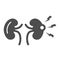 Renal pain solid icon, Body pain concept, Kidney pain sign on white background, renal colic icon in glyph style for