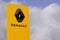 Renault car logo yellow and text silver sign on shop dealership store automobile