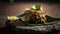 Rendang On Stone, Blurred Background, Rustic Pub. Generative AI