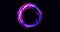 Render Neon circle rotation of frame with shining effects on dark background. Video animation Empty purple