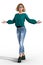 Render of a pretty young adult woman wearing jeans in an urban fantasy pose