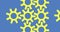 Render with yellow converging gears on a blue background