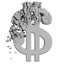 Rendered image of Dollar sign crumbling