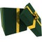 Rendered Open Green Present with Golden Bow