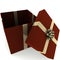 Rendered Open Red Present with Gold Bow