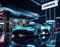Rendered Sci-Fi Car in Cyberpunk Colors Masterpiece in Bokeh Beauty