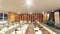 Rendered Three dimensional architectural drawing of an full furnished seminar hall or meeting room