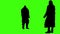 rendering animation silhouettes of people physical confrontation on green screen