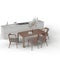 a rendering of a dining table that appears to have four chairs, one with a