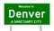 Rendering of highway sign for sanctuary city Denver