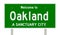 Rendering of highway sign for sanctuary city Oakland