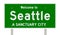 Rendering of highway sign for sanctuary city Seattle