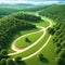 rendering piece of wild land with trees and dirt car and tracking Isometric nature land