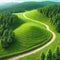 rendering piece of wild land with trees and dirt car and tracking Isometric nature land