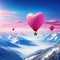 rendering of pink hotr balloons flying in the blue Valentines day background with hotr