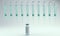 Rendering of a row of syringes with small vial on white background