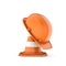 Rendering of striped traffic cone and helmet on it