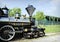 Rendering of a vintage locomotive steam engine with copy space.