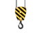 Rendering of yellow and black striped hook, isolated on white background.