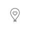 Rendezvous meeting point line icon. Love location pin linear style sign for mobile concept and web design. Heart map marker