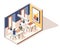 Rendezvous In Restaurant Isometric Composition