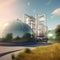 Renewable biogas plant with fermentation tanks and generators