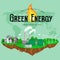 Renewable ecology energy icons, green city power alternative resources concept, environment save new technology, solar