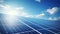 Renewable energy concept solar panels against blue sky, harmonizing nature and technology