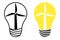 Renewable energy concept vector flat illustration. Windmills wind turbines and green trees inside of light bulb