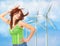 Renewable energy concept. Wind turbines.