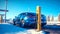 Renewable Energy: Electric Vehicle Charging on a Sunny Winter Day