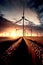 Renewable Energy and Environmentally Conscious Wind Farm at Golden Hour