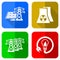 Renewable energy and nuclear power plant vector icons