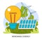 Renewable energy. Solar panel clean energy. Solar, wind electricity generation